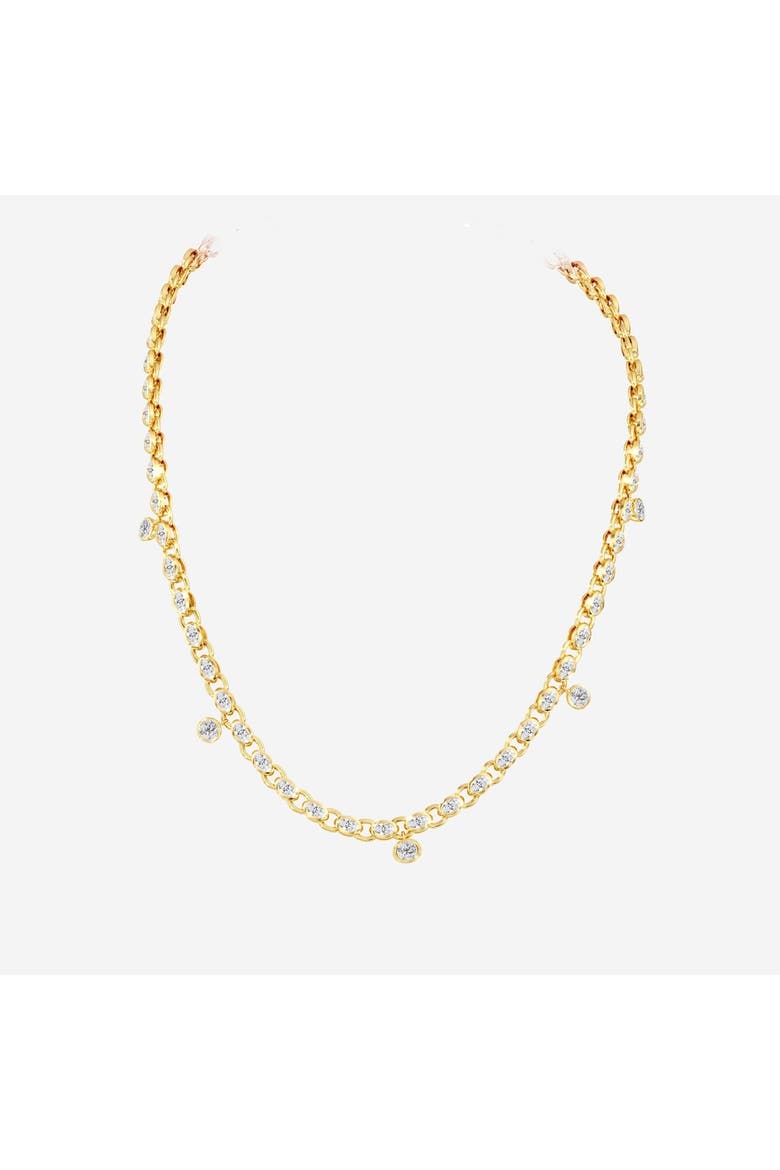 Marquise Bezel Chain Lab Diamond Necklace in 14K, Main, color, Yellow Gold