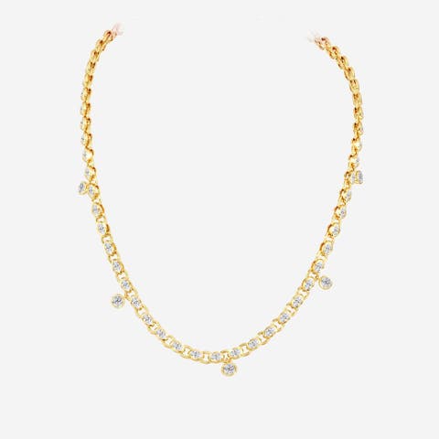 Marquise Bezel Chain Lab Diamond Necklace in 14K