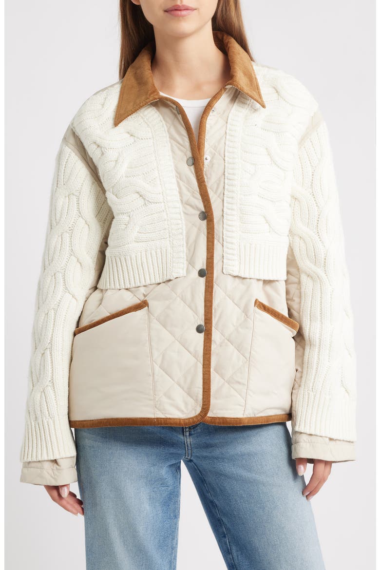 Ivy Mixed Media Jacket, Alternate, color, IVORY