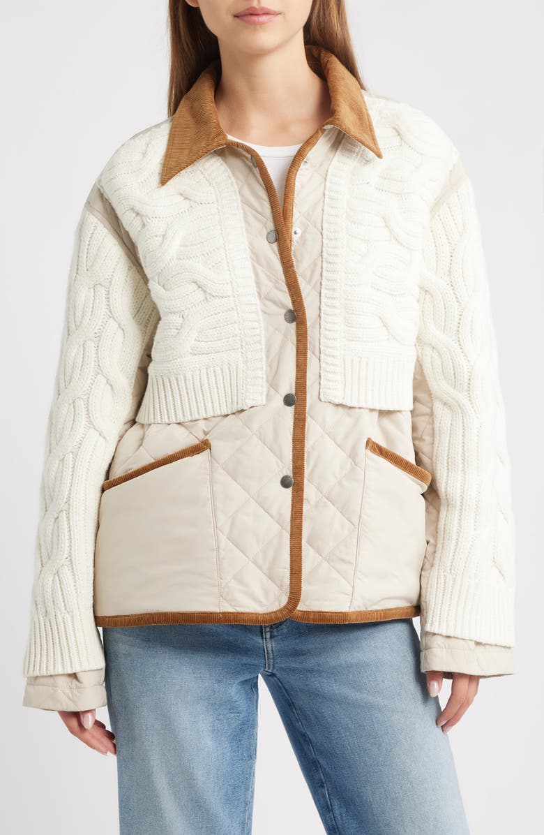 rag & bone Ivy Mixed Media Jacket, Alternate, color, Ivory
