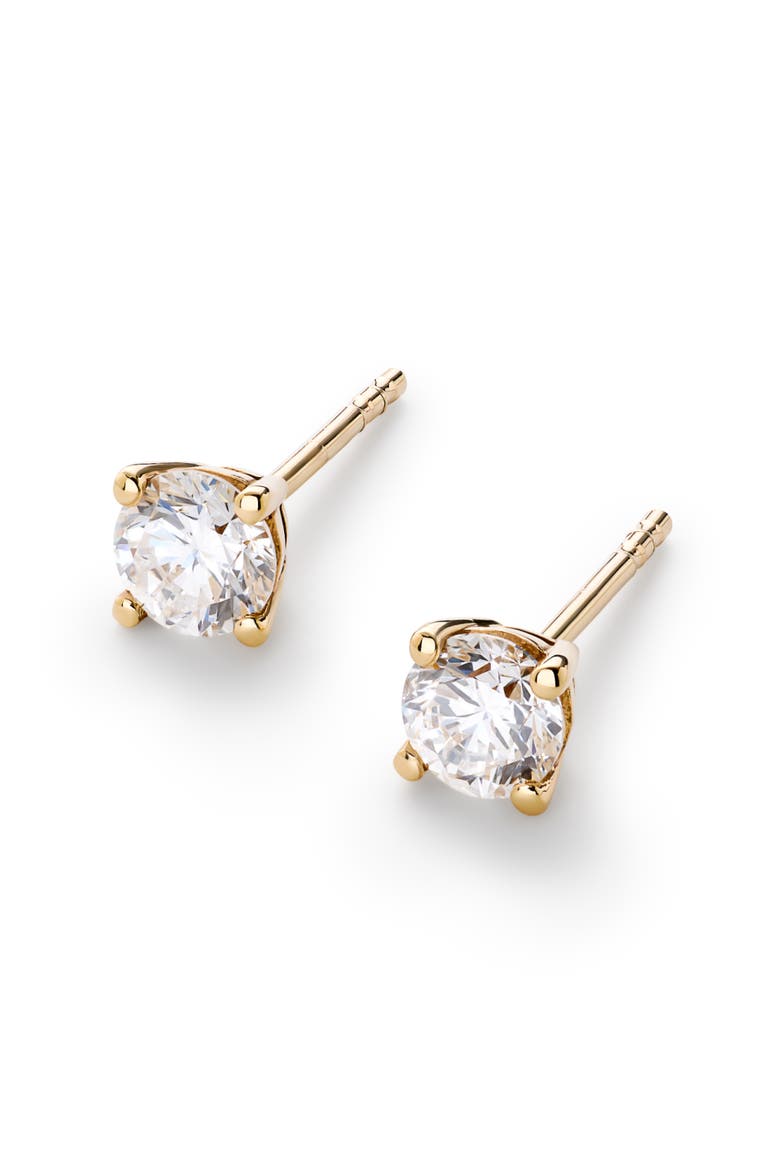 Lab Grown Diamond Earrings - Gold Medium Diamond Studs, Alternate, color, Gold