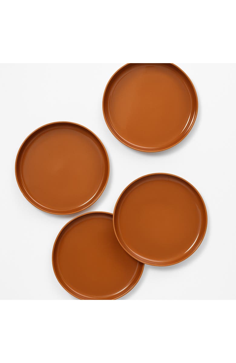 Gharyan Stoneware Edan Flat Salad/Dinner Plate, Set of 4, Alternate, color, Matte / Shiny Terracotta
