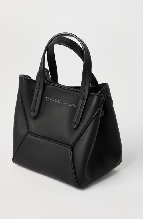 Shop Brunello Cucinelli Calfskin Mini Bc Duo Bag In Black
