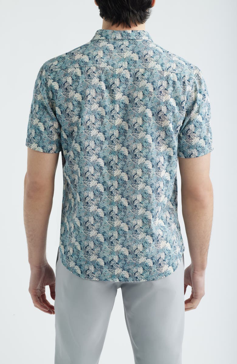 johnnie-O Ragland Botanical Print Cotton Blend Sport Shirt, Alternate, color, Wake
