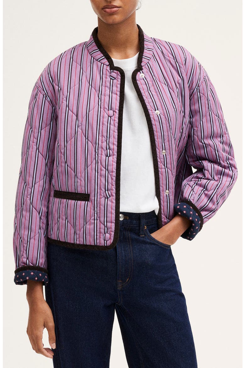 Quilted Liner Jacket, Main, color, ANTIQUE MAUVE STRIPE
