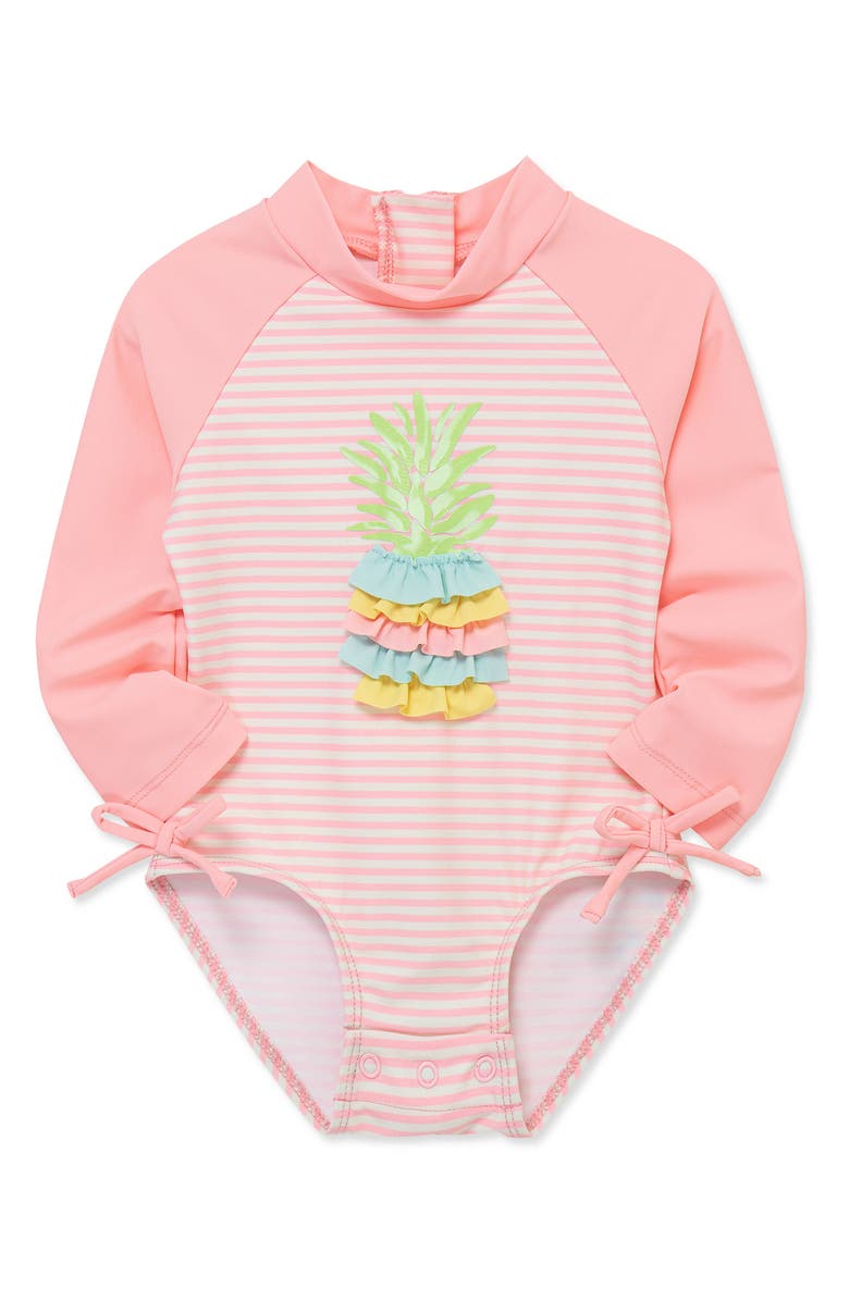 Little Me Pineapple UPF 50+ One-Piece Rashguard, Alternate, color, Pink
