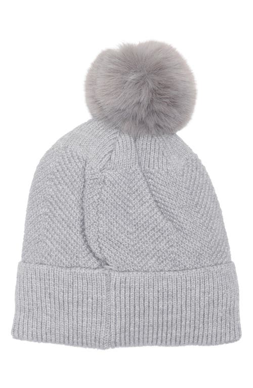Nanette Lepore Scattered Embellished Faux Fur Pompom Beanie In Gray