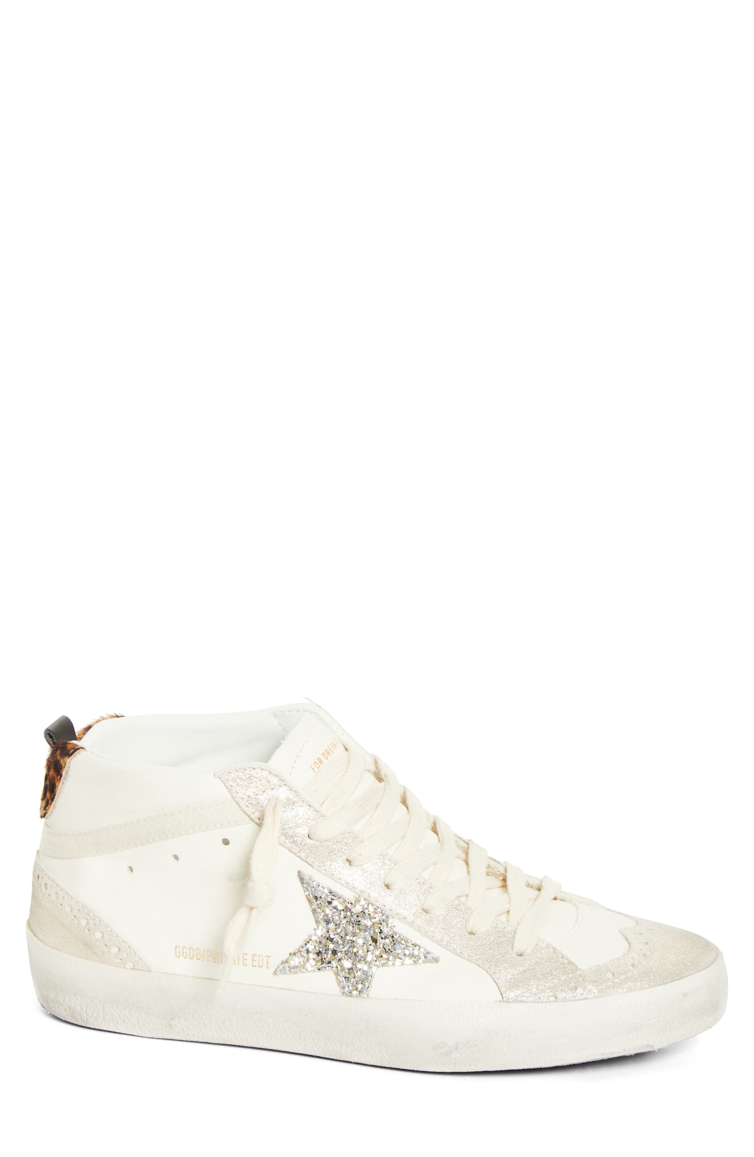 Golden Goose Mid Star Sneaker, Alternate, color, White/ Platinum/ Leo