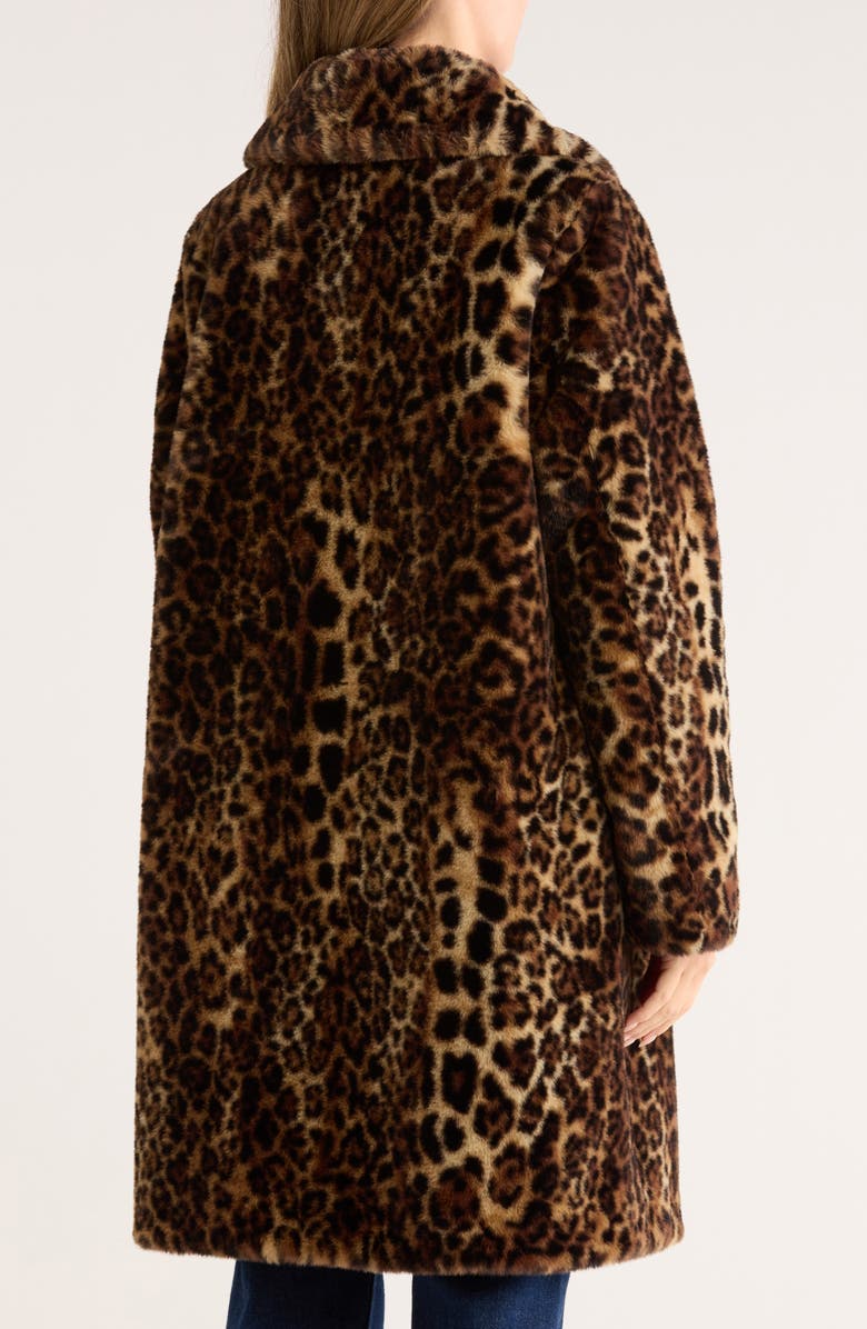 Bernardo Leopard Print Faux Fur Coat, Alternate, color, Leopard