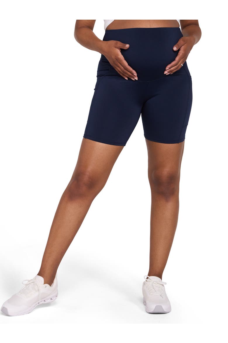 6 1/2" Active Pocket Maternity Biker Short, Alternate, color, Navy Blazer
