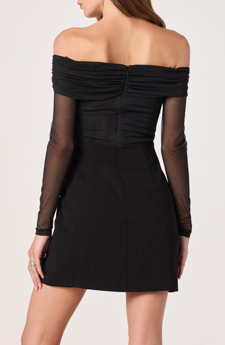 ASTR the Label Off the Shoulder Long Sleeve Mesh Minidress, Alternate, color, Black