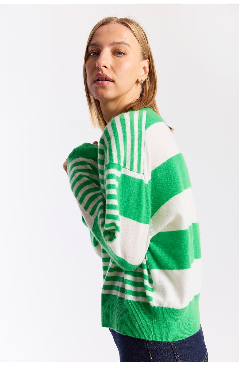 Brodie Pure Cashmere Beach Stripe 100% Cashmere Sweater, Alternate, color, Spring Green