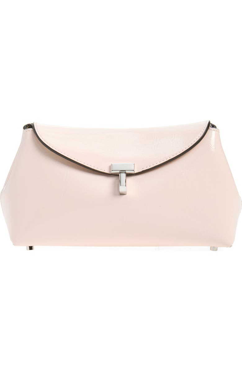TOTEME Mini T-Lock Naplak Leather Clutch, Main, color, Flamingo