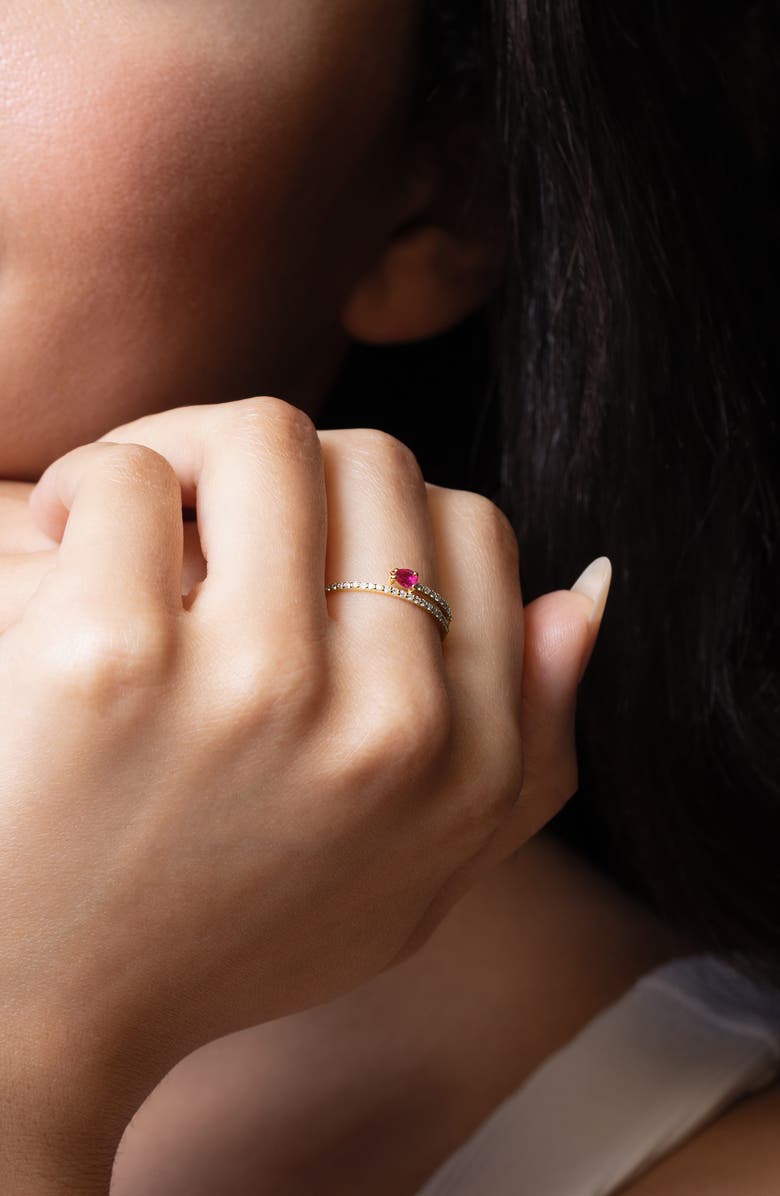 Bony Levy El Mar 18K Yellow Gold Ruby & Diamond Stackable Bypass Ring, Alternate, color, 18K Yellow Gold Ruby