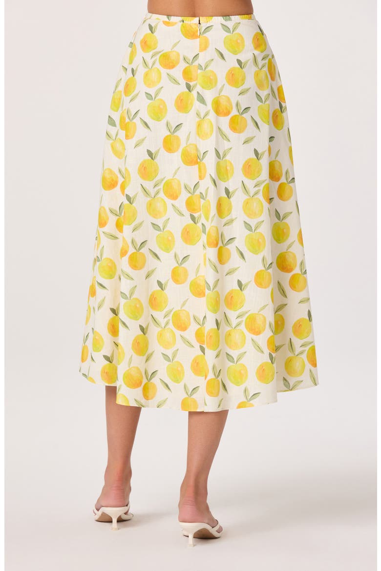 Myria Lemon Print Midi Skirt, Alternate, color, LEMON PRINT