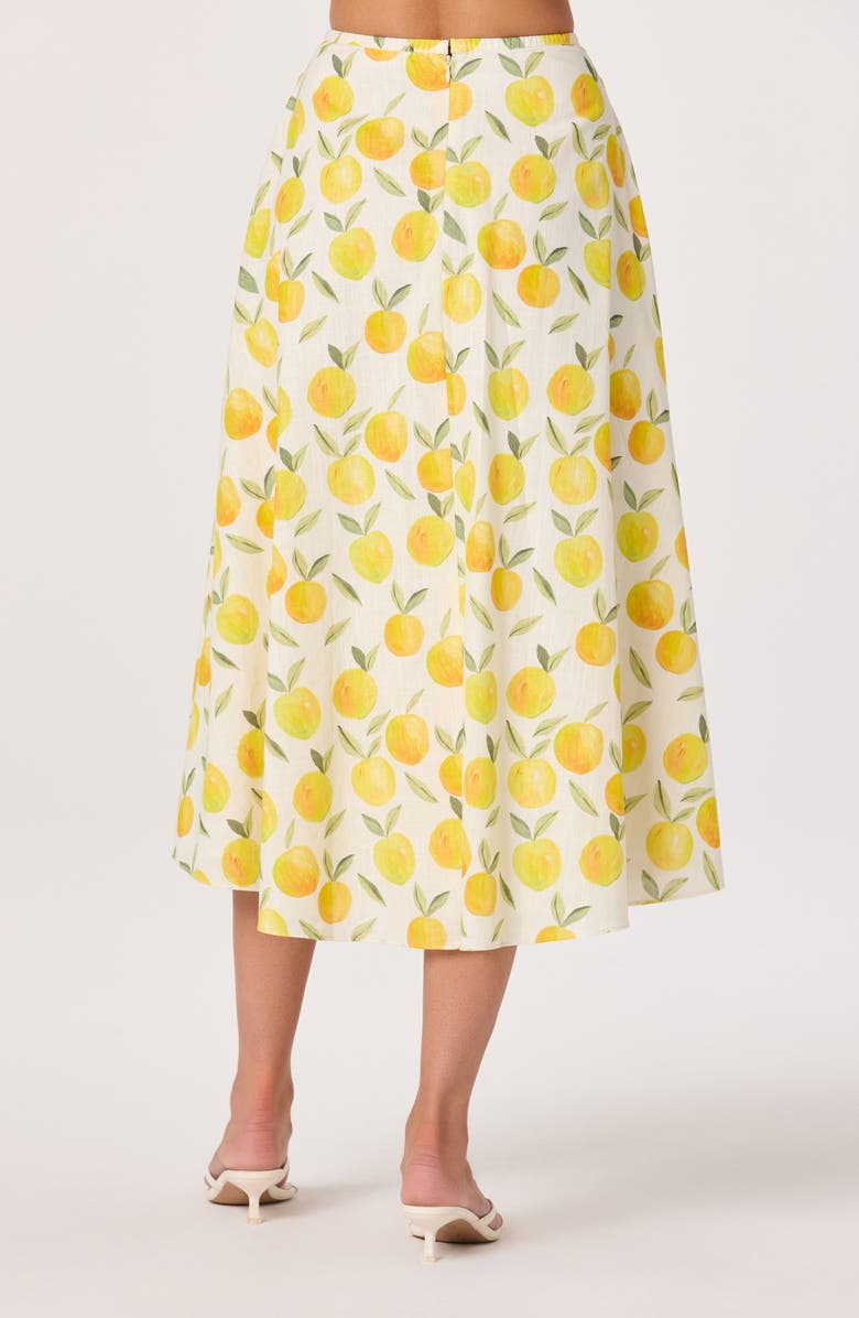 ASTR the Label Myria Lemon Print Midi Skirt, Alternate, color, Lemon Print