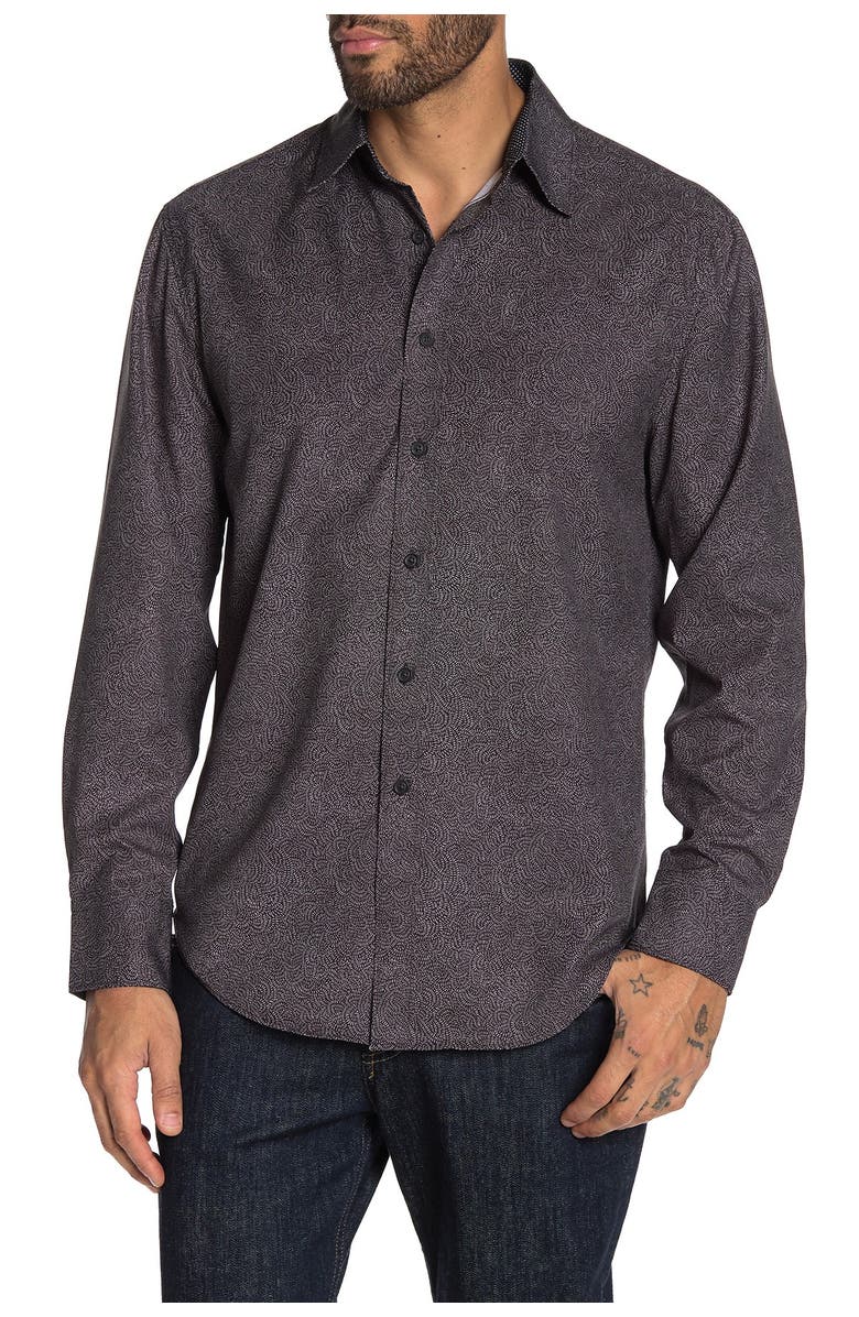 CONSTRUCT Slim Fit Abstract Print 4 Way Stretch Long Sleeve Shirt, Main, color,