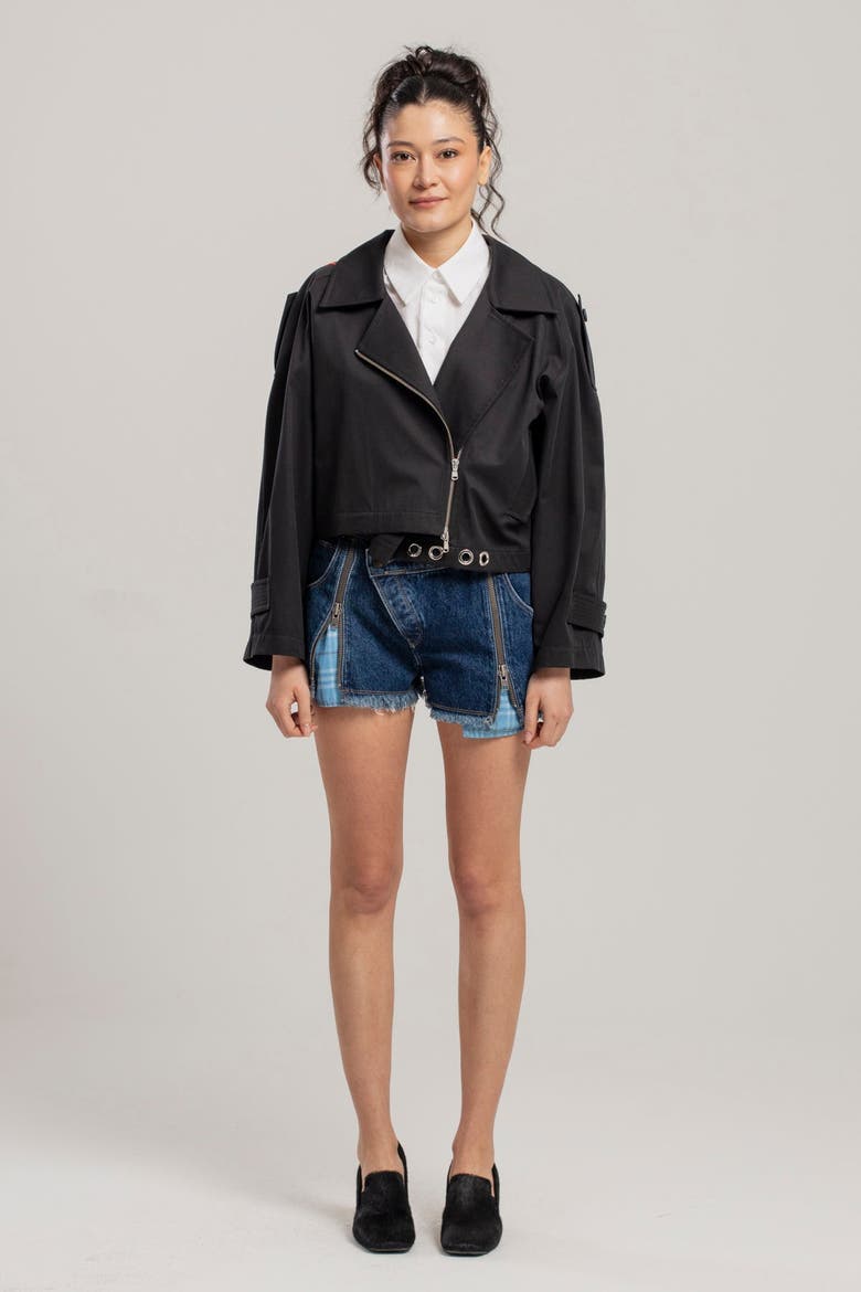 Free Heaven Cropped Waterproof Trenchcoat, Alternate, color, black