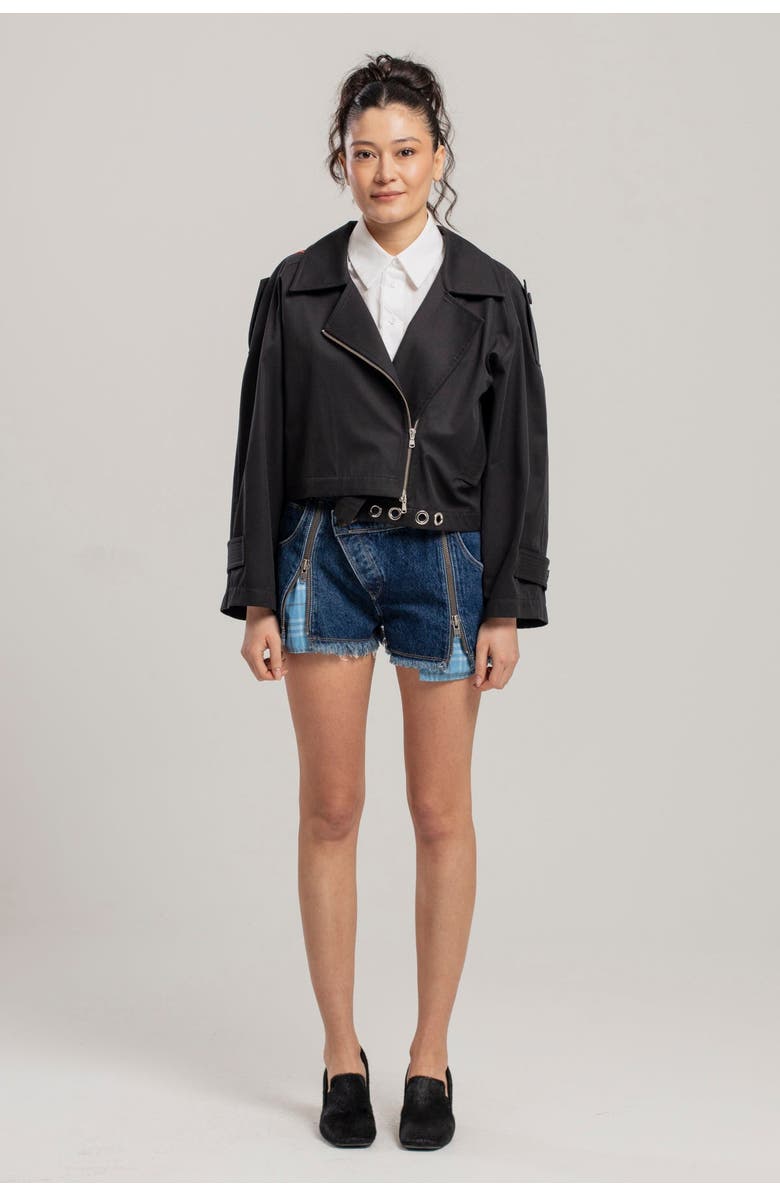 PCFG Free Heaven Cropped Waterproof Trenchcoat, Alternate, color, Black