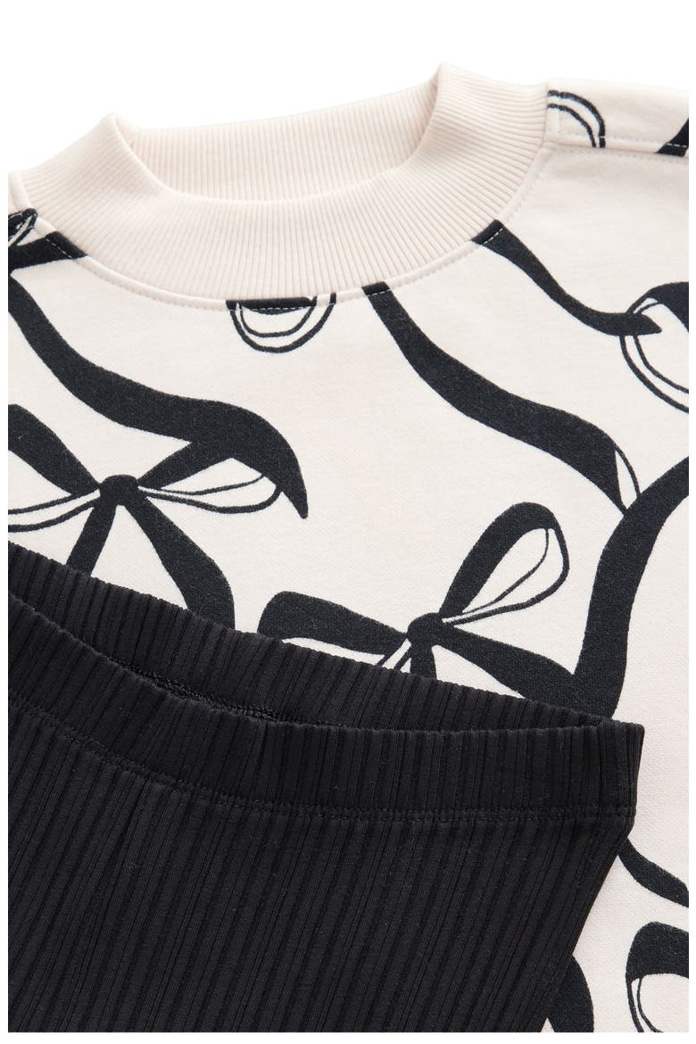 Kids' Bow Print Sweatshirt & Flare Leggings Set, Alternate, color, WHITE MULTI