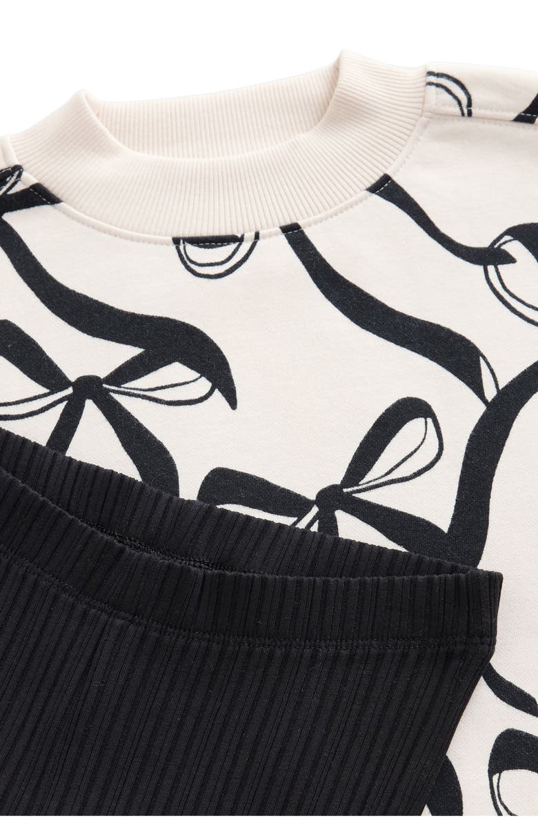 NEXT Kids' Bow Print Sweatshirt & Flare Leggings Set, Alternate, color, White Multi