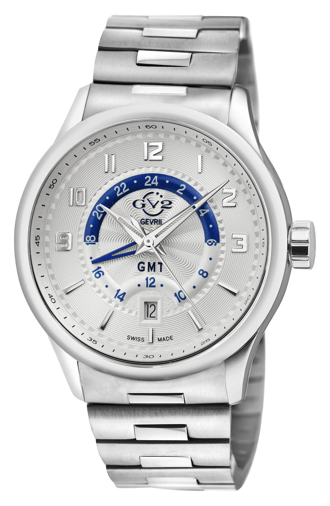 GEVRIL Men's Giromondo Silver Dial Bracelet Watch, 40mm