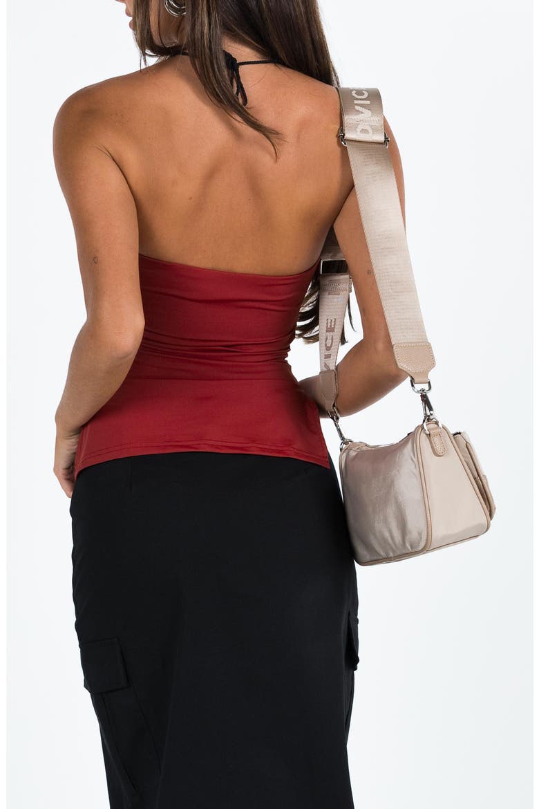 Strutter Foldover Strapless Top, Alternate, color, DARK RED