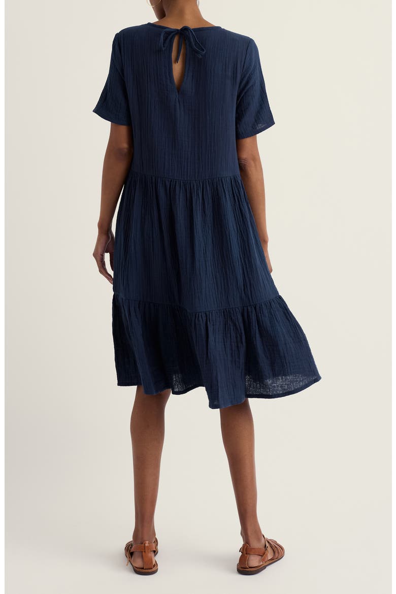 Pebble Comb Organic Cotton Double Gauze Dress, Alternate, color, MARITIME