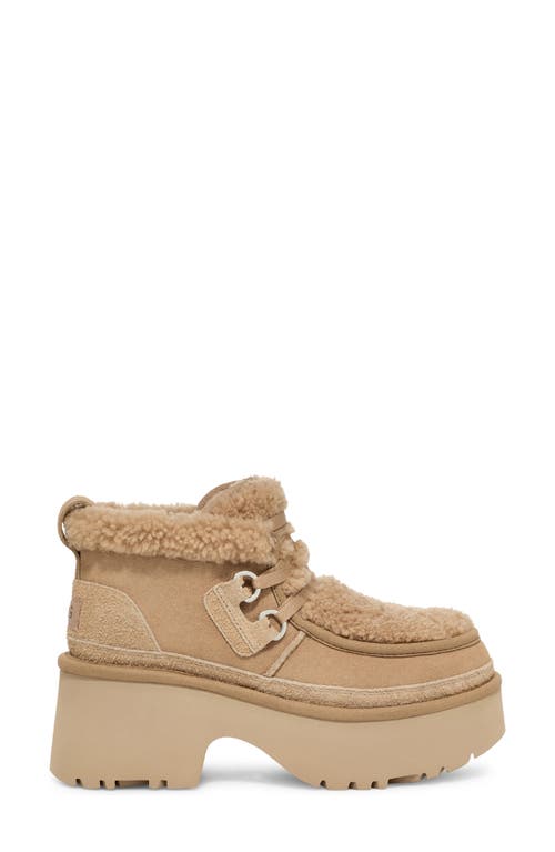 Ugg ® Classic New Heights Genuine Shearling Lace-up Bootie In Sand