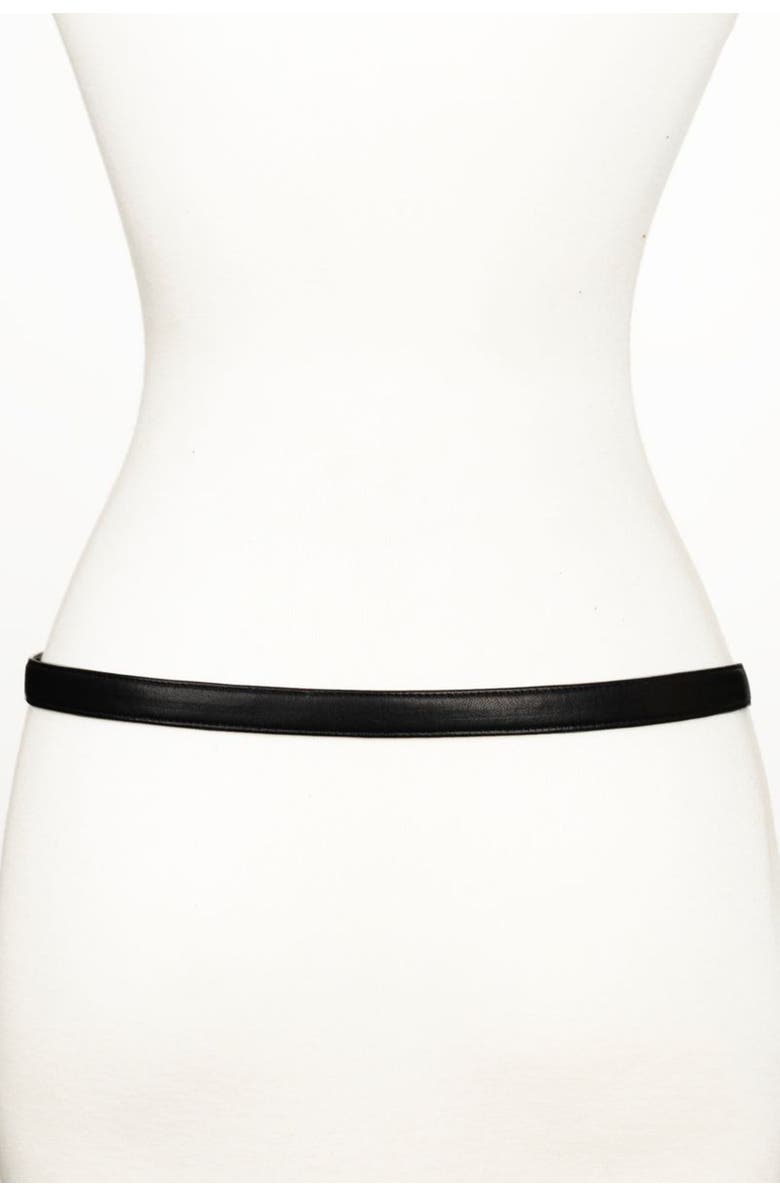 Raina Belts Small Snake Buckle Leather Belt, Alternate, color, Black