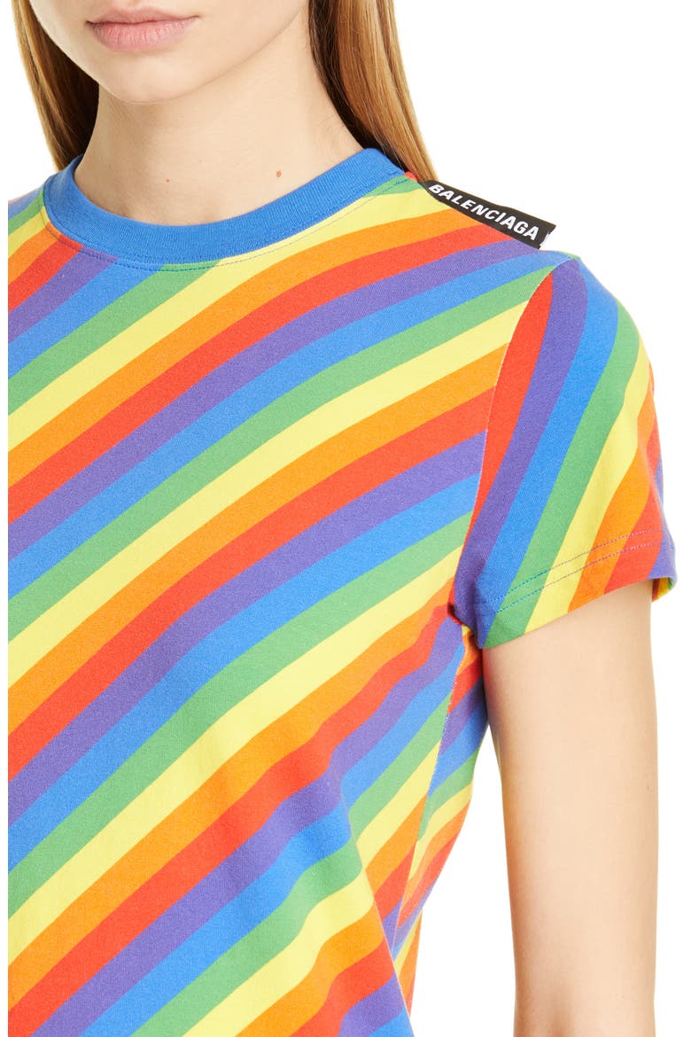 Rainbow Stripe Jersey Tee, Alternate, color, RAINBOW