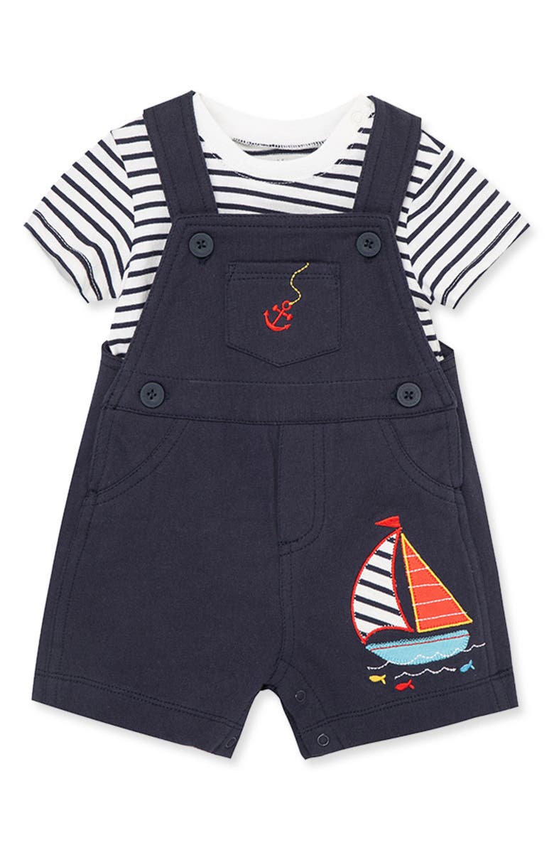 Little Me Stripe Cotton Tee & Sailboat Shortalls Set | Nordstromrack