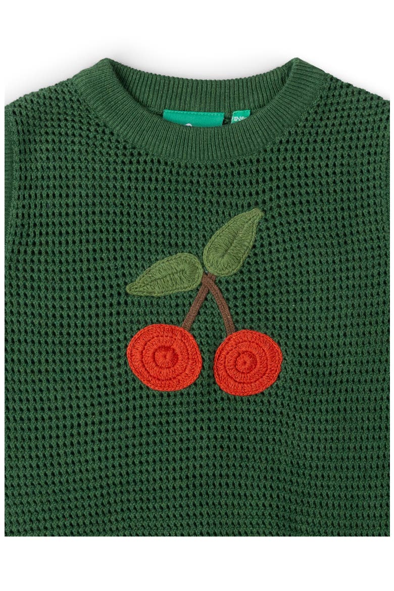 Kids' Little Cherry Sleeveless Organic Cotton Sweater, Alternate, color, GREEN