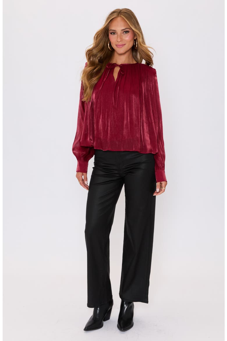 Metallic Satin Top, Alternate, color, RUBY
