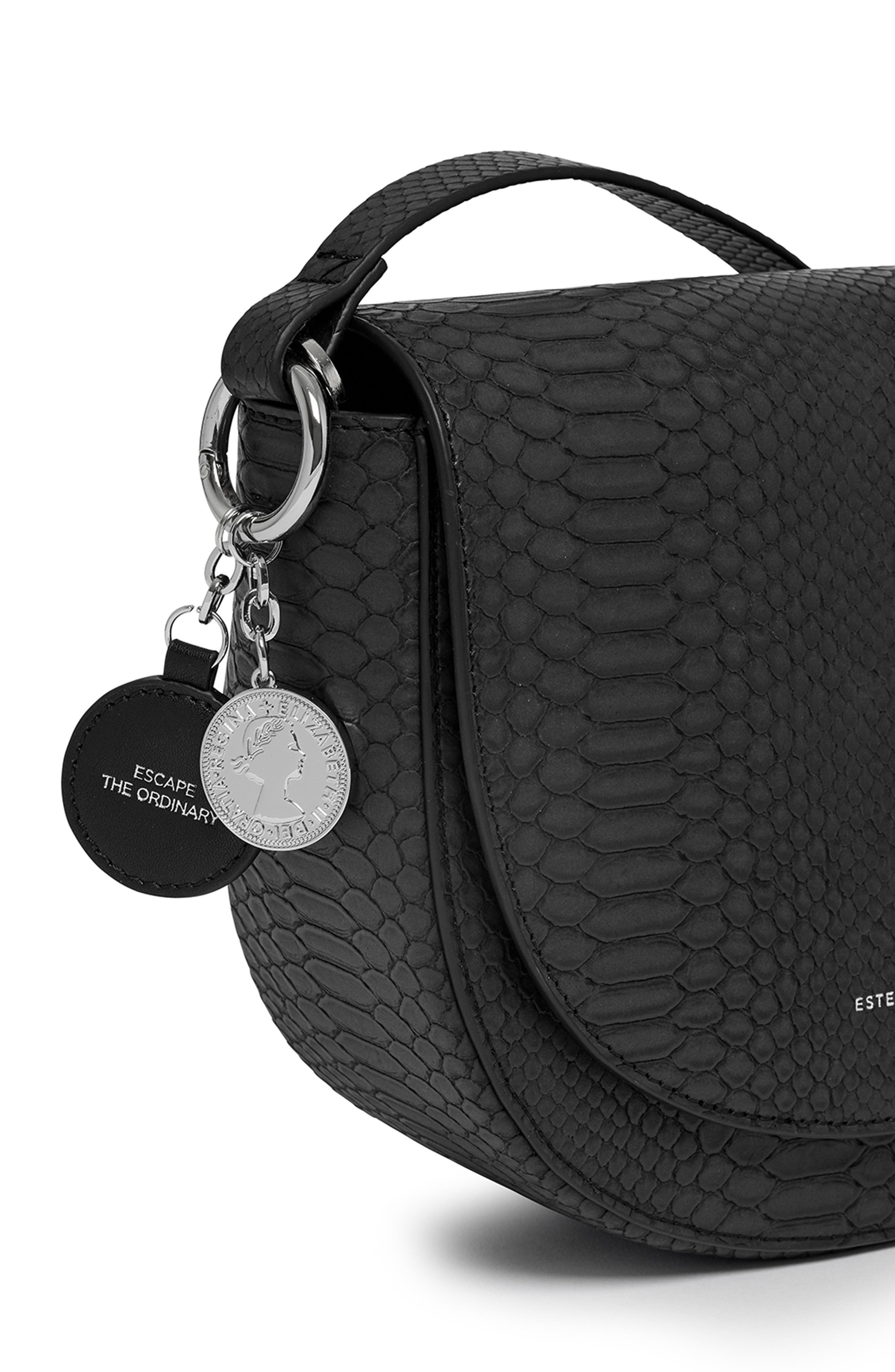 The Loman Faux Snakeskin Saddle Bag, Alternate, color, BLACK