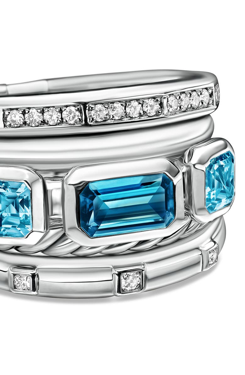 David Yurman Stax Wide Ring with Hampton Blue Topaz & Diamonds, Alternate, color, Hampton Blue Topaz