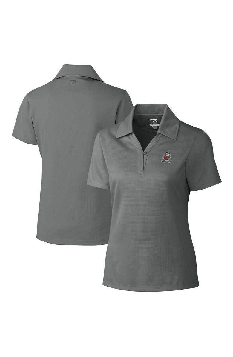 Cutter & Buck Women's Cutter & Buck Steel Cleveland Browns Throwback Logo Genre DryTec Textured Polo, Main, color, 