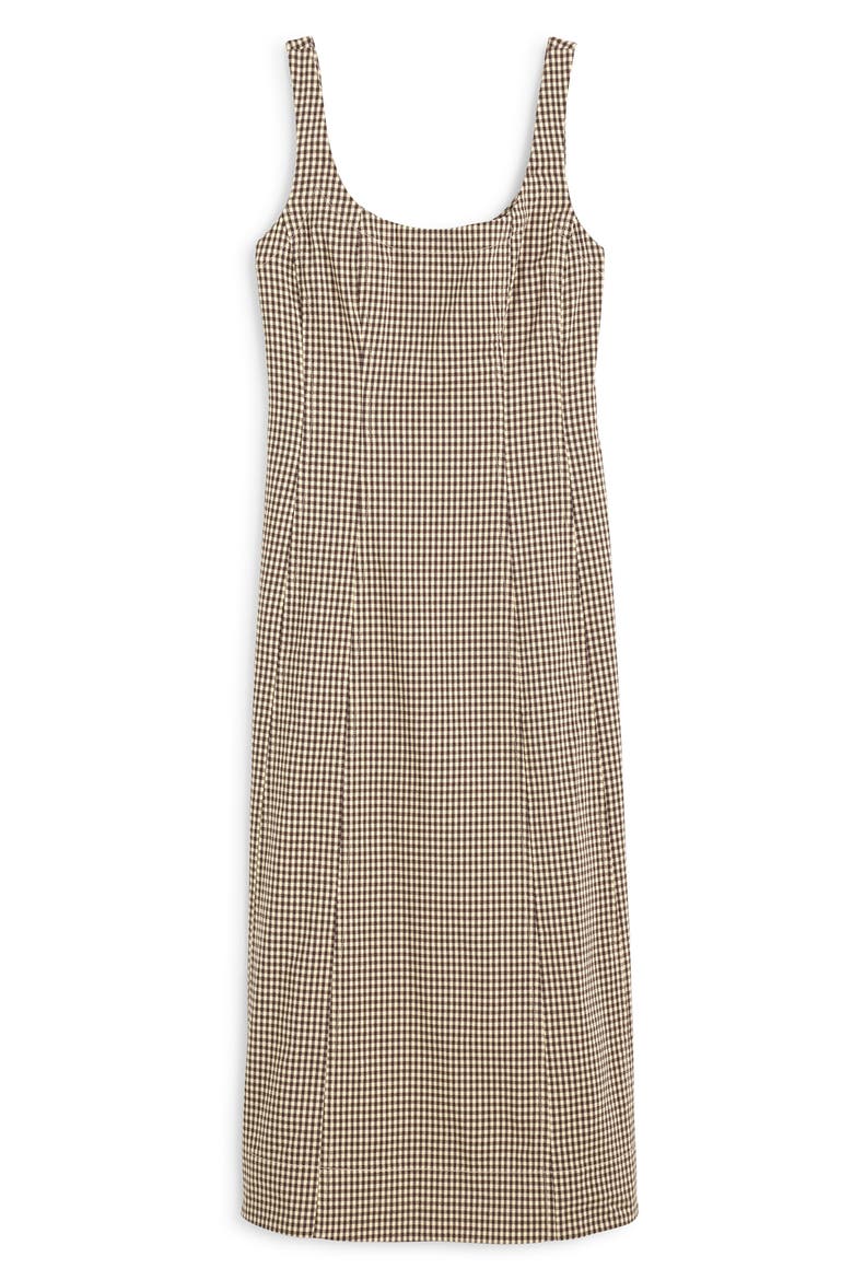 Miller Gingham Check Midi Dress, Alternate, color, DARK BROWN GINGHAM