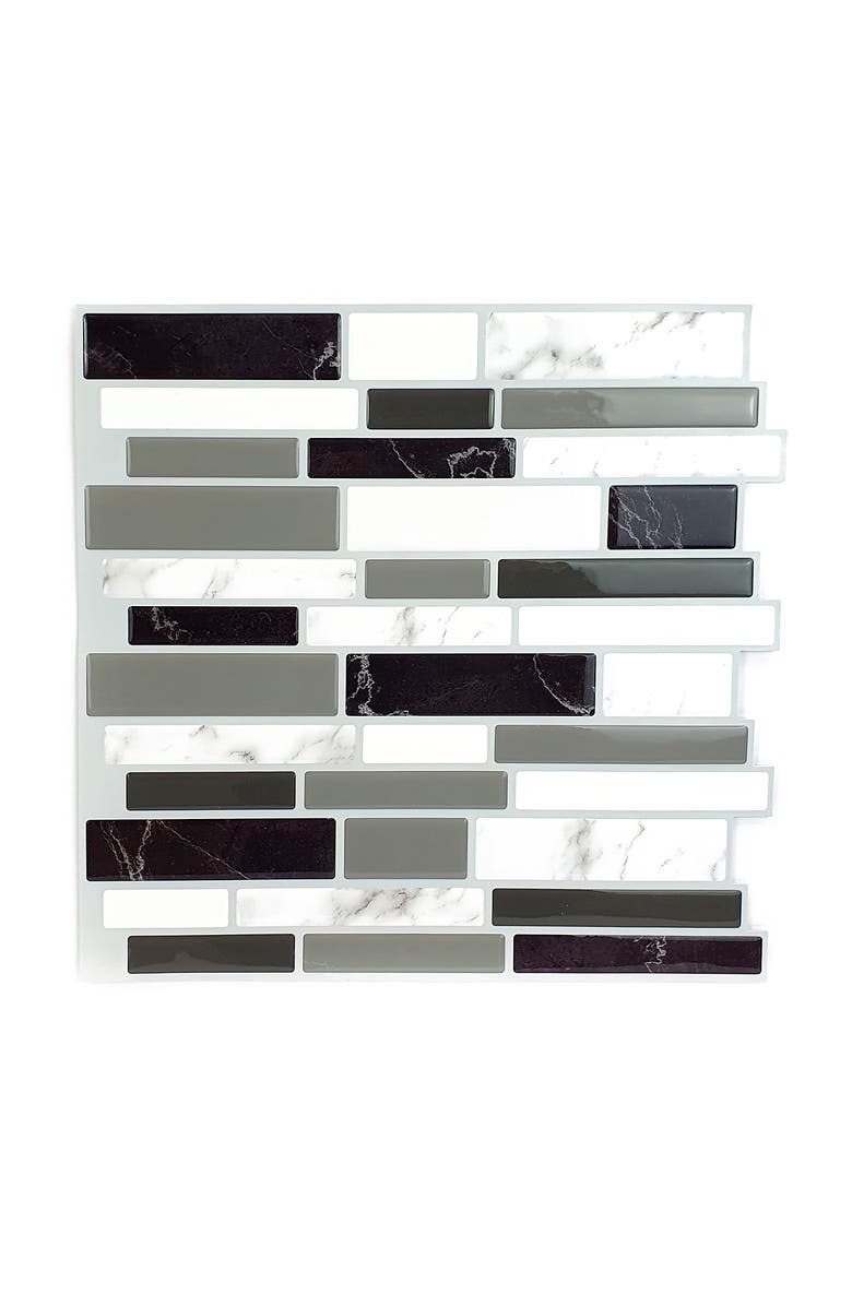 WALPLUS Light and Dark Marble Glossy 3D Metro Sticker Tiles Premium Wall Splashbacks Mosaics, Alternate, color, 