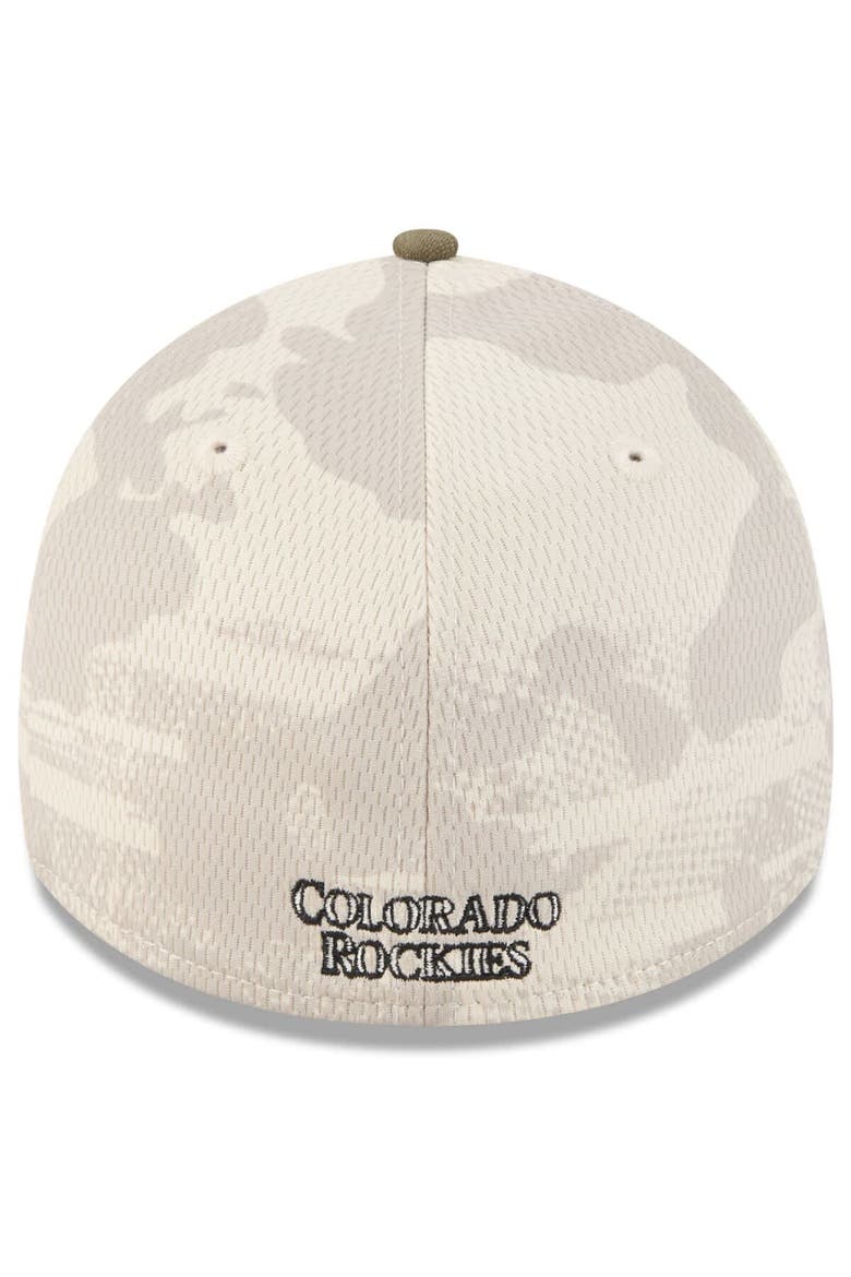 Men's New Era Light Beige/Olive Colorado Rockies 2025 Armed Forces Day 39THIRTY Flex Hat, Alternate, color, Light Beige