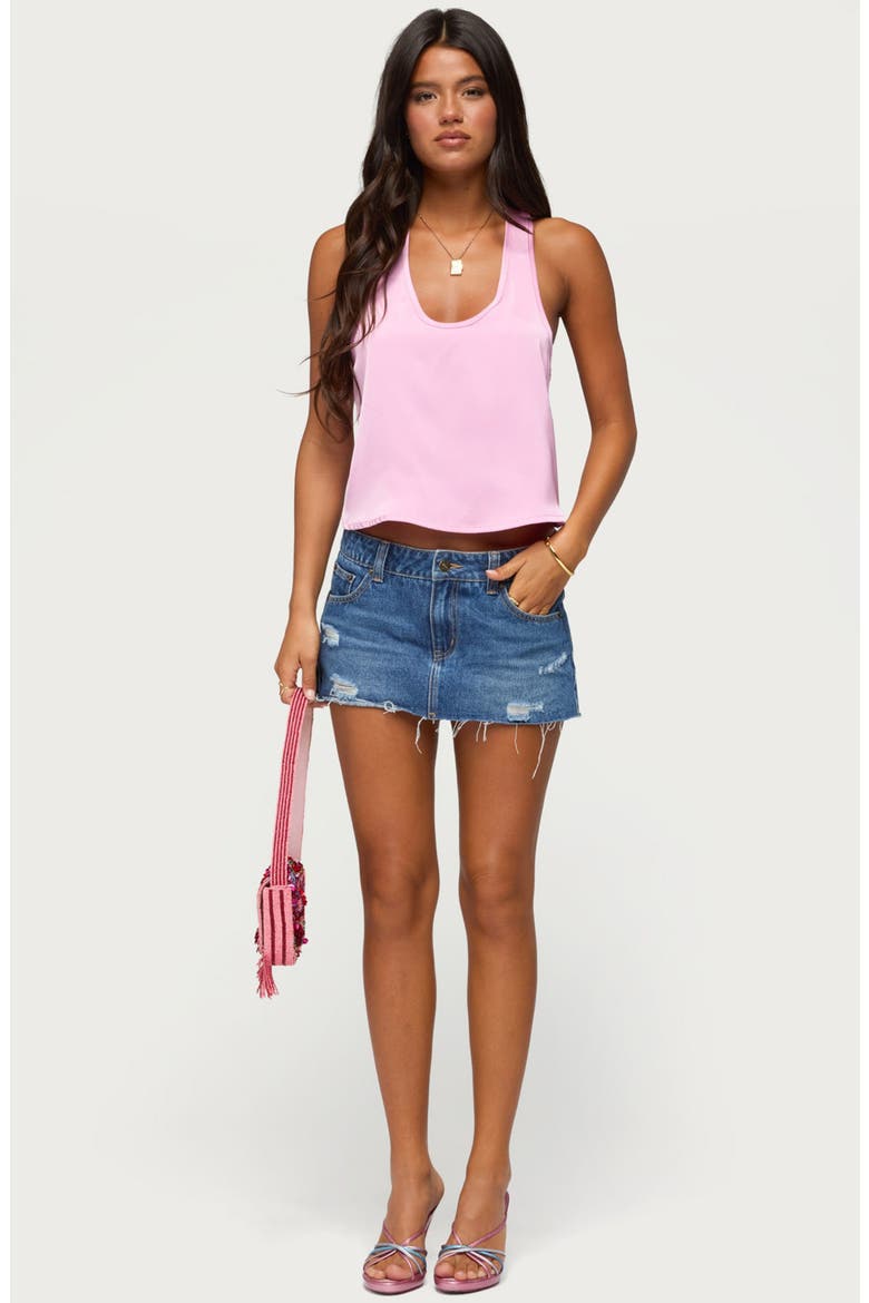 Backless Satin Effect Tank Top, Alternate, color, PINK