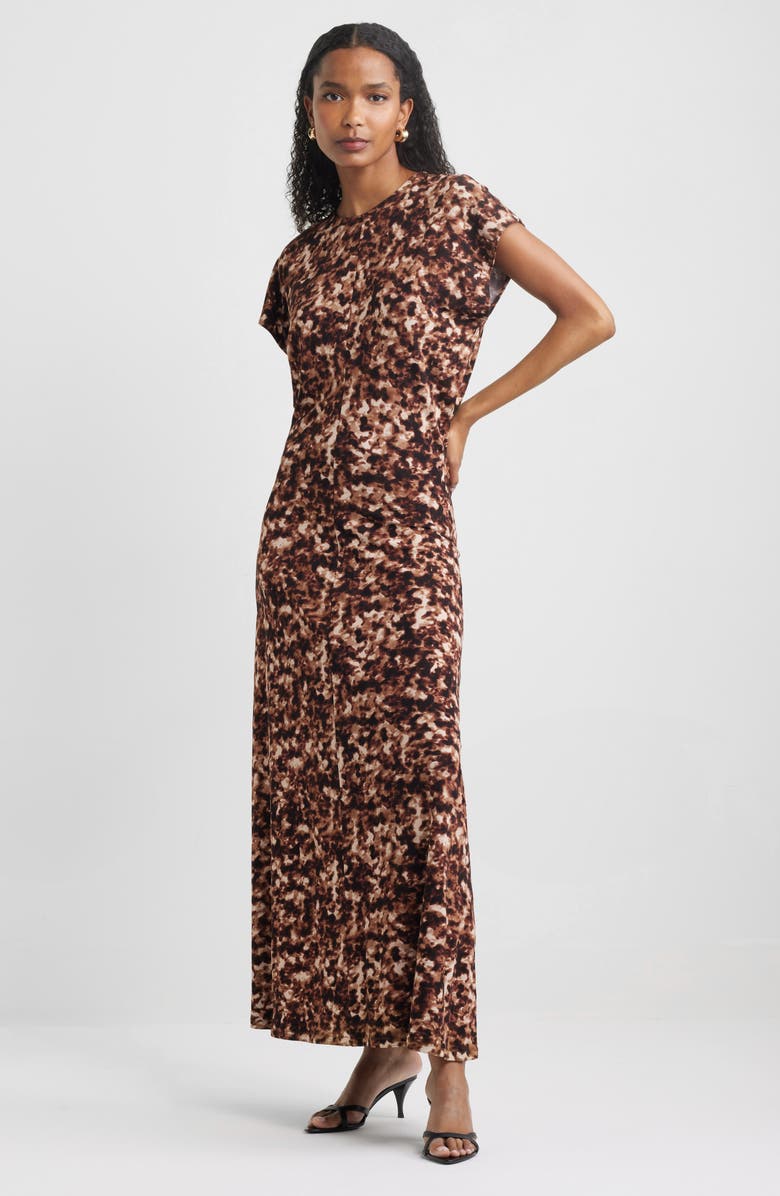 Nordstrom Draped Matte Jersey Maxi Dress, Main, color, Black- Brown Tortoise