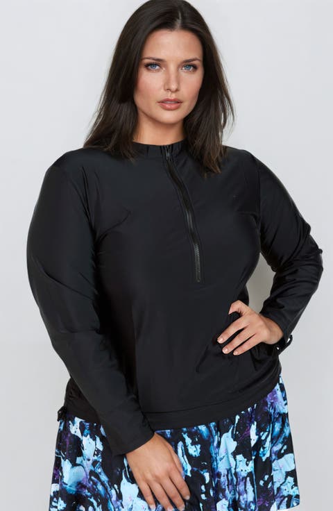Plus Size Half-Zip Nora Swim Top