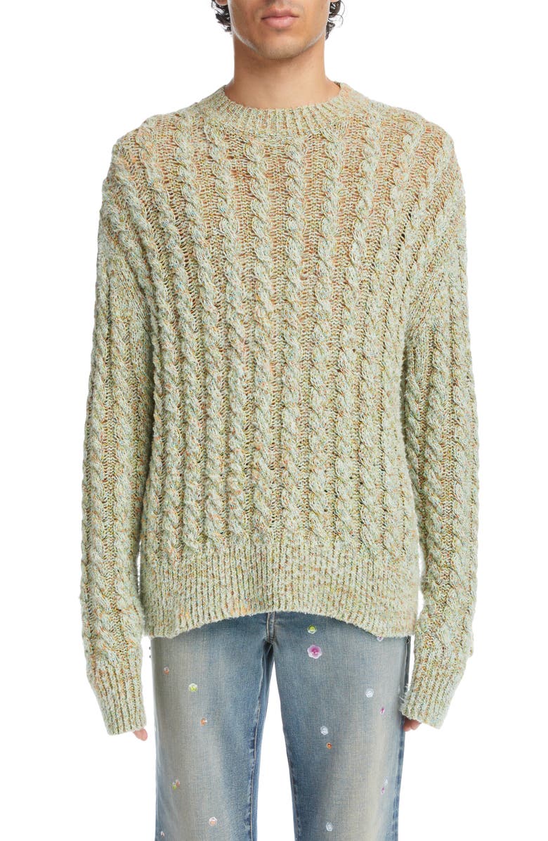 Acne Studios Marled Cable Knit Cotton Blend Sweater, Main, color,