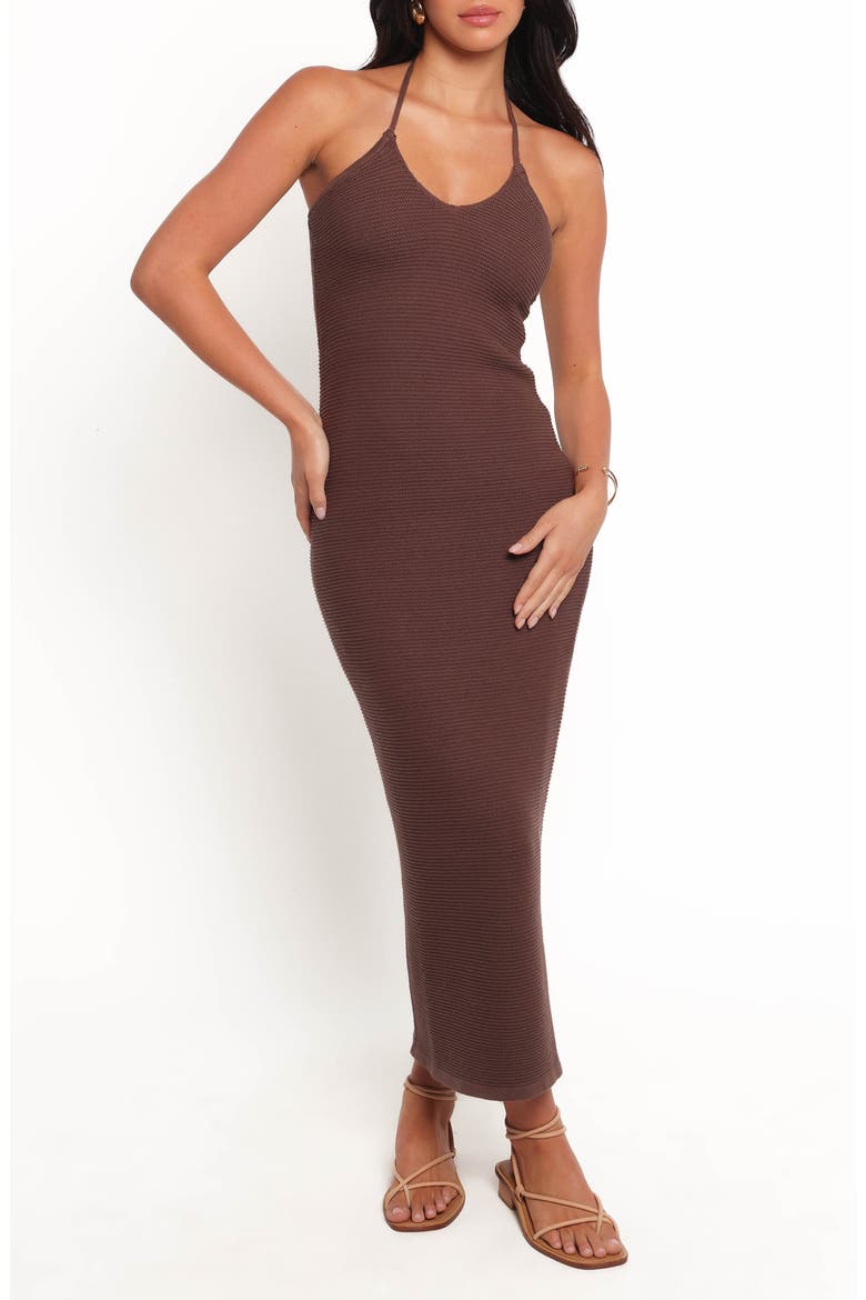 Darya Cotton Blend Halter Sweater Dress, Main, color, COCOA