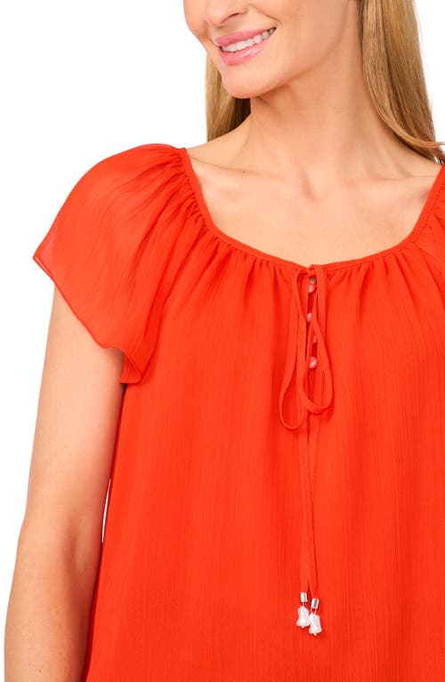 Cece Scoop Neck Flutter Sleeve Top