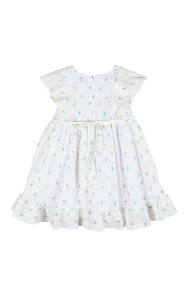 Florence Eiseman Textured Lawn Floral Printed Dress With Flowers, Alternate, color, White / Multicolor