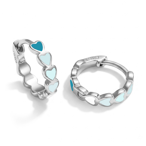 Heart Cascade Huggie Hoops
