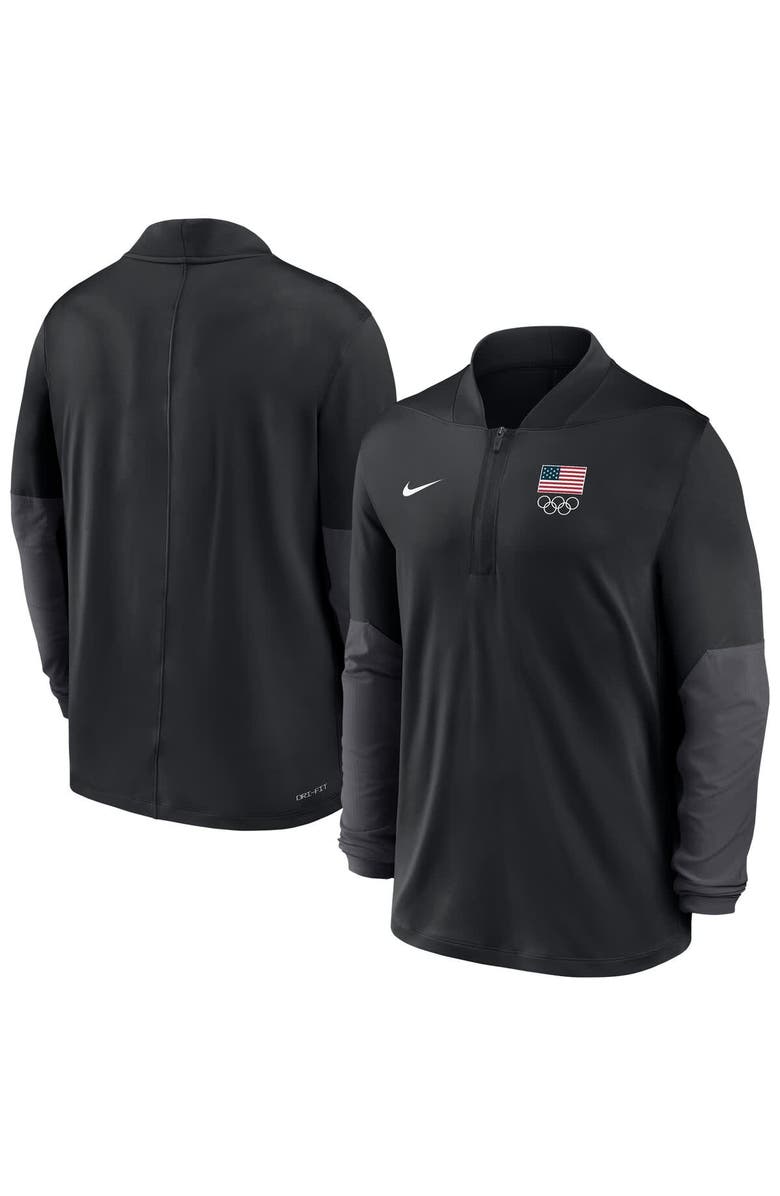 Nike Men's Nike Black Team USA Dri-FIT Half-Zip Pullover, Main, color, Black