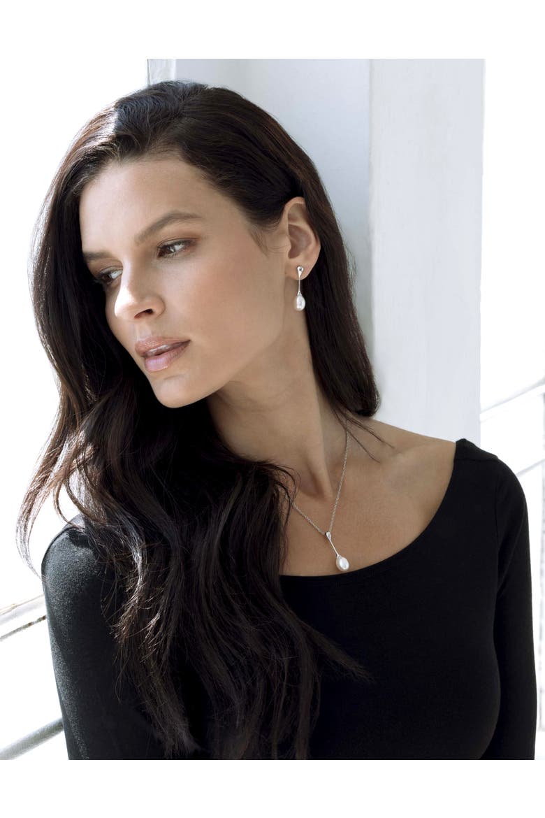 Freshwater Pearl Long Teardrop Pendant & Earrings Set, Alternate, color, White Pearls